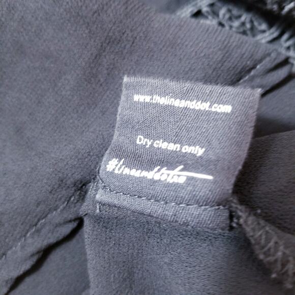 Line and Dot Black Crochet Tassels Deep V-neckline Sheer Blouse Long Sleeves - Picture 9 of 11